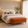 Doe Buck Luxury Boucle Storage Bench in Rust Colour with Gold Tipped Legs