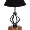 Avianna Black cotton Table lamp with Wood & Iron Base