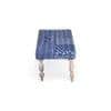 Bestone Sheesham Wood Mid Century Seater Bench Set  2 Stools In Indigo Patchwork Kantha