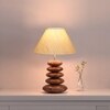 Devansh Off-White Cotton Table Lamp With Wood  Pebble Lamp  (10X10X15) Inches