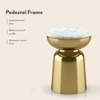 Alaya Round White Marble Top Metal Side Table in Gold finish