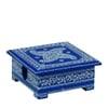 Desert Art MDF Hand Painted Blue Tea Coaster Set with 6 Coasters and Holder
