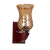 Devansh Solid Wood Electric Wall Light in Brown Colour with Lavender Shade Count of 1 Light