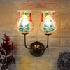 Devansh Metal Electric Wall Light in Gold Colour with Multicolor Shade Count of 2 Lights