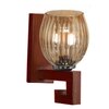 Devansh Solid Wood Electric Wall Light in Brown Colour with Lavender Shade Count of 1 Light