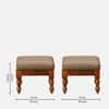 Rangrez Sheesham Wood Nesting Coffee Table in Honey Oak Finish with Cushioned Stools by Mudramark