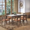 Emry Rectangular Aurora Pearl Ceramic 6 Seater Dining Table In Danish Walnut Finish