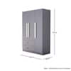 Hexa Red Wooden 3 Door Wardrobe with 2 Drawers and Hanging Space in Slate Grey Colour