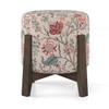 Nicole Stool In Danish Walnut Finish With Calico Print Colour