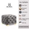 Doe Buck Damira Upholstered Velvet Tufted Ottoman in Grey Colour with Gold Base