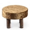 Maple Solid Wood Foot Stool in Green Sparkle Velvet Fabric