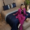 Stoa Paris 300TC UltrSatin Super King Bedsheet with 2 Pillow Covers Satin Super Mystique Blue Grey