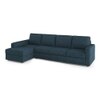 Apollo Compact Sofa (Colour : Indigo Blue, Cushion : Soft, Back Type : Regular, Seating Capacity : Left Aligned 3 Seater + Left Aligned Chaise + Ottoman)