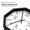 Octagonal Wooden Wall Clock with Bold Roman Numerals