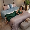 Stoa Paris 300TC UltrSatin King Size Bedsheet with 2 Pillow Covers Satin King Blue Champagne