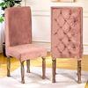 Rosslyn wood Dining Chair in Coral Pink Velvet Upholstery with TEAK FINISH