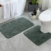 Luxe Home Polyester Newman Contour Bath Mat Set of 2 (Hunter Green 45x75 cm & 40x45)