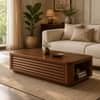 Marlow Sheesham Wood Ribbed Coffee Table in Walnut Finish