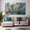 The Castle Decor Abstract Golden Blue Wall Art Set of 5 27x48 Inch