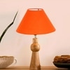 Devansh Orange Cotton Table Lamp With Wood Natural Base -(10X18 Inches)-30