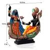 Desert Art Metal Handpainted Couple Boat Showpiece in Multicolour