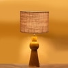 Devansh Beige Jute Table Lamp With  Wood Natural Base (7X18.25 Inches)-9