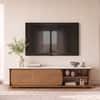 Nami Solid Wood And Banswara Marble TV Cabinet In White Oak Finish