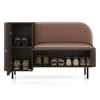 Haven Solid Wood Shoe Cabinet In Dark Chestnut Finish with  Spanish Rose Leatherette Colour
