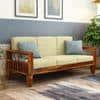 Madhavi 3+2+1 Seater Wooden Sofa (Creame Colour, Honey Finish)