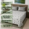 Zara White & Green Floral 400 TC Cotton Flat Super King Size Bedsheet with 2 Pillow Covers – Threads