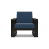 Parson 1 Seater Wooden Sofa In American Walnut Finish (Midnight Indigo Blue)