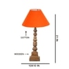 Devansh Orange Cotton Table Lamp With  Wood Natural Base -(10X10X21 Inches)-30