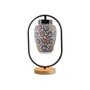Devansh Multicolor Glass Wooden & Iron  Table Lamp -17 Inch Height  -S