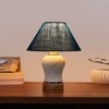 Devansh Conical Turquoise Jute Shade Lamp With Wood & Mosaic Glass Base For Decoration/Office/Home/Gifting/Study For Decoration/Office/Home/Gifting/Study -(10X10X14.5) Inches -A