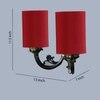 Devansh Metal Electric Wall Light in Antique Gold Colour with Red Shade Count of 2 Lights