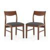 Augusta Solid Wood Dining Chair Set Of 2 In Dark Walnut Finish With Grey Fabric Colour