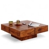 Montreal Sheesham Wood Contemporary Square Coffee Table In Pine Finish