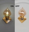 Vix Single Light Wall Fitting In Brass And Chrome Finish Metal With Amber Glass