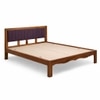 Linea Solid Wood Queen  Size Upholstered Bed Without Storage (Provincial Teak Finish, Purple Colour)