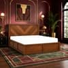 Vanya Solid Wood Compact Queen Bed Hydraulic Storage Provincial Teak Finish Mattress 60 x 72 Inches