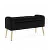 Doe Buck Upholstered Storage Bench in Black Colour with Gold Legs