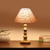 Devansh Multicolor Cotton Table Lamp With  Wood Natural Base (10X10X16) Inches)-40