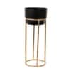 Flower Pot Planter Set Of 3 With Stand In Black And Gold Colour