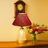 Devansh Conical Maroon Jute Shade Lamp With Wood & Mosaic Glass Base For Decoration/Office/Home/Gifting/Study For Decoration/Office/Home/Gifting/Study -(10X10X14.5) Inches -A