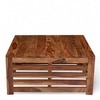 Kingsville Sheesham Wood Contemporary Square Coffee Table In Natural Teak Finish
