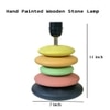 Multicolour Handpainted And Hancarved Distress Wooden Stone Finish Table Lamp