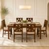 Globally Indian Anvaya Solid Sheesham Wood 6 Seater Dining Table Set 6 Chairs Beige