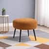 Doe Buck Luna Boucle Round Ottoman Stool in Rust Colour with Black Metal Legs
