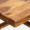 Sheesham Wood Coffee Table Set in Scratch Resistant Rustic Teak Finish With Cushioned Stools