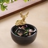 Marble Nut candy  Bowl Brass Antler embedded